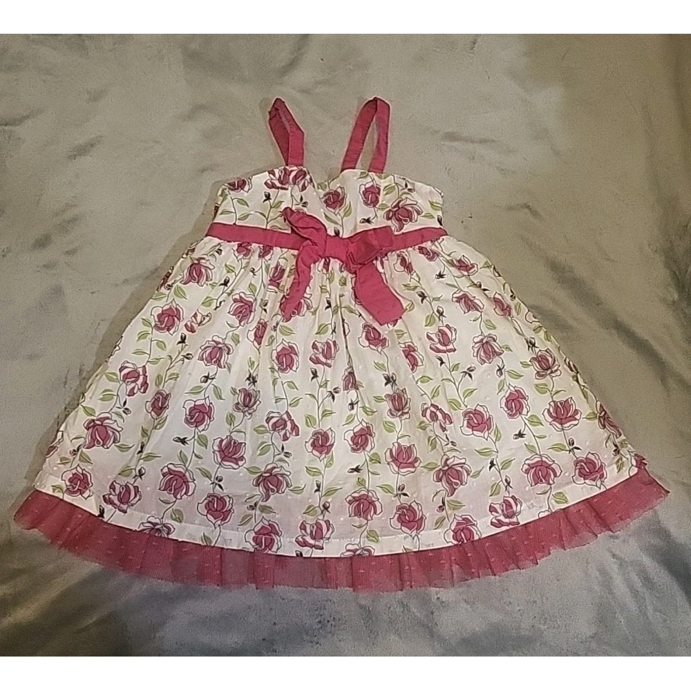 Penelope Mack baby girl pink rose floral dress 6/9‎ mo